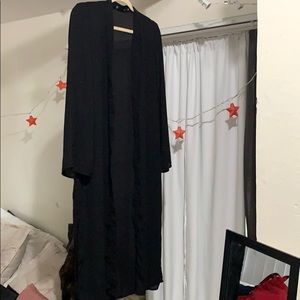 Long black silk cardigan